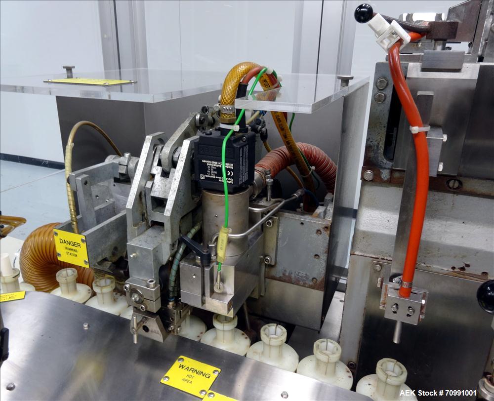 Used Norden Model NM 700 HA Hot Air Plastic Tube Filler. Capable of speeds up to 70 tubes per minute. General Fill volume range: 1ml - 300ml. Tube size range: (Length) 50mm - 250mm (Diam) 10mm - 60mm...