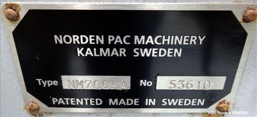 Used Norden Model NM 700 HA Hot Air Plastic Tube Filler. Capable of speeds up to 70 tubes per minute. General Fill volume range: 1ml - 300ml. Tube size range: (Length) 50mm - 250mm (Diam) 10mm - 60mm...