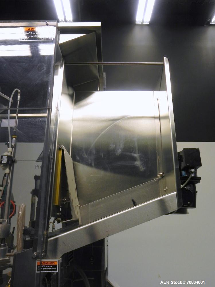 Used Prosys Model RT60H Hibar Pump Hot Air Plastic Tube Filler. Single pump servo driven rotary filler for micro-dose applications. Rated at speeds up to 70 tubes per minute. Has a fill volume range ...