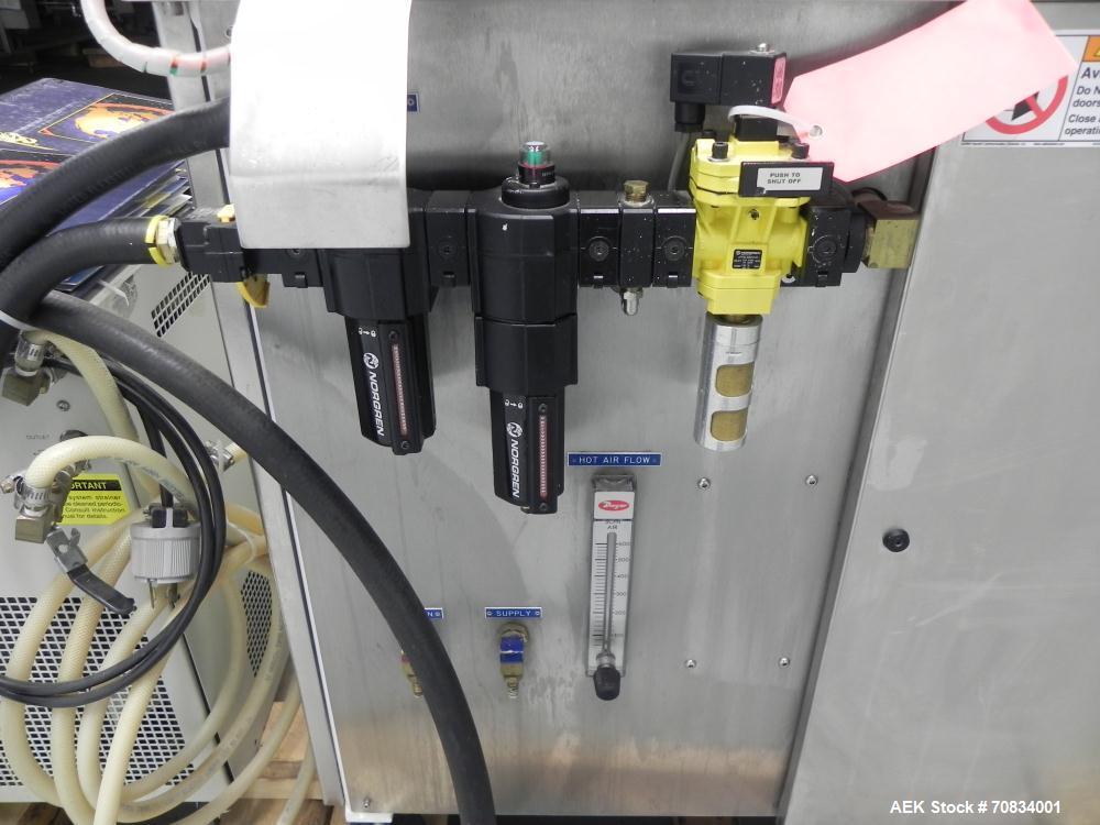 Used Prosys Model RT60H Hibar Pump Hot Air Plastic Tube Filler. Single pump servo driven rotary filler for micro-dose applications. Rated at speeds up to 70 tubes per minute. Has a fill volume range ...