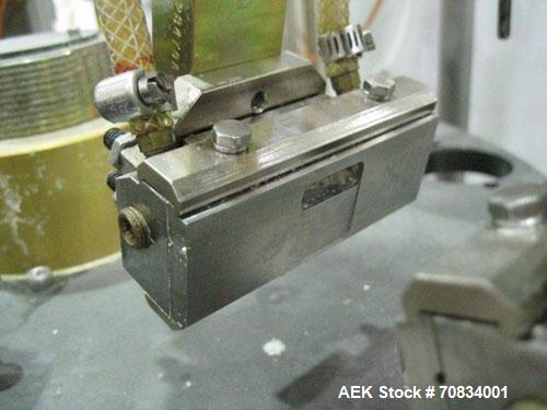 Used Prosys Model RT60H Hibar Pump Hot Air Plastic Tube Filler. Single pump servo driven rotary filler for micro-dose applications. Rated at speeds up to 70 tubes per minute. Has a fill volume range ...