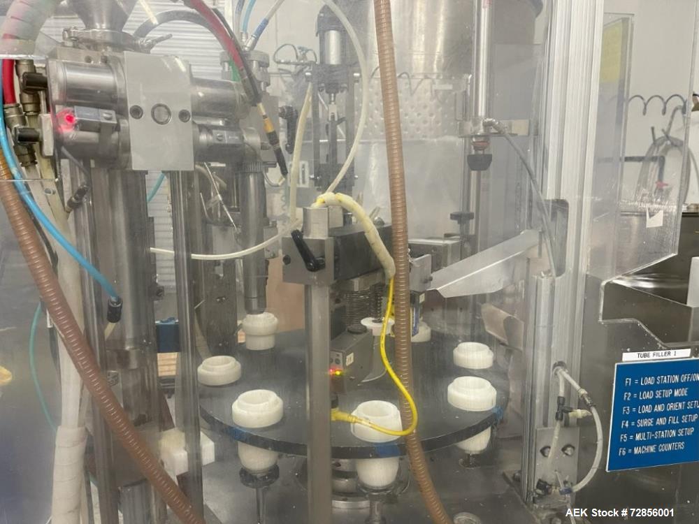 Used Prosys LVF-RT40H Plastic Tube Filler – Hot Air Seal, 40 TPM, Heated Hopper, Cosmetic Creams Packaging