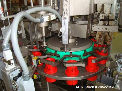 Used TGM S400 Tube Filler and Closing Machine for plastic and laminate tubes. Output 3,600 tubes/hour, tube diameter 0.4" - 2" (10-50 mm), tube length 2" - 8.6" (50-220 mm), tube feeding magazine, pr...