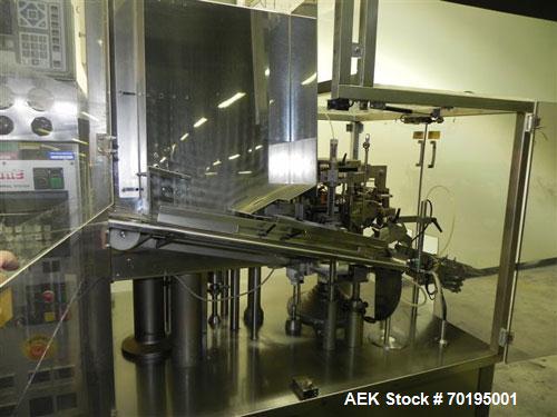 Used Unipac Model Silver 120 Plastic Tube Filler. Machine is capable of speeds up to 120 tubes per minute. Has a tube size range: (Diameter) 10mm to 50mm (Height) 30mm - 250mm. Fill volume: 3ml to 20...