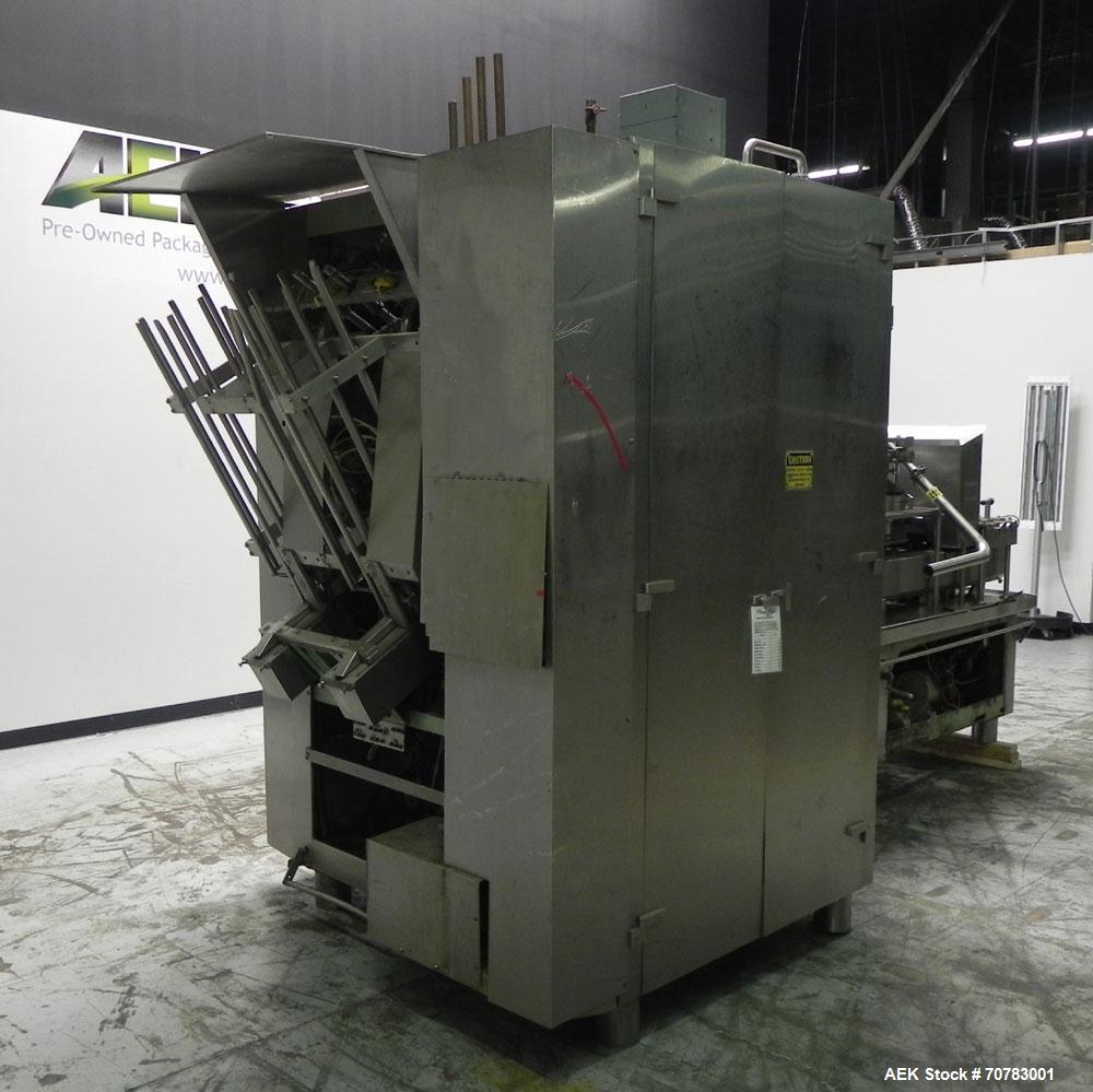 Used Cherry Burrell / Evergreen Q7 Gable Top Form fill seal carton filling machine, Model Q-7, Serial #4173, Handles 1/2 Pint, Pint and Quart Cartons. now set for quart 2-3/4 x 2-3/4 x 6-1/2" quart c...