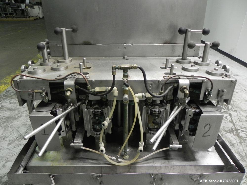Used Cherry Burrell / Evergreen Q7 Gable Top Form fill seal carton filling machine, Model Q-7, Serial #4173, Handles 1/2 Pint, Pint and Quart Cartons. now set for quart 2-3/4 x 2-3/4 x 6-1/2" quart c...