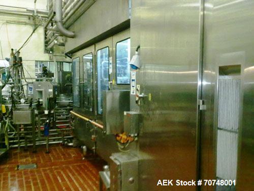 Used Evergreen Complete Filling Line, Model EQ5 ESL.  6,000 Cartons per hour, gable top carton cross faction 70 x 70.  Equipped with screw cap applicator, conveyors, stand alone CIP unit, 2 metal det...