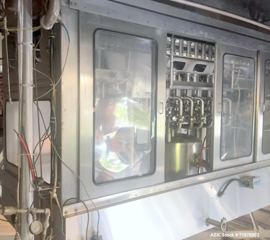 Used Evergreen Model SAEH10, S/N 402 All Stainless Steel ESL 1/2 Gal. Carton Filler with Dual Spout Weldment, Hoppman Cap Elevator, Hoppman Cap Feeder, with Allen Bradley Panel View 1000HMI, and Remo...