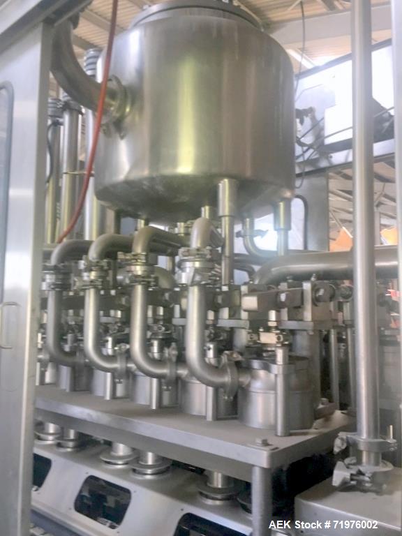 Used Evergreen Model SAEH10, S/N 402 All Stainless Steel ESL 1/2 Gal. Carton Filler with Dual Spout Weldment, Hoppman Cap Elevator, Hoppman Cap Feeder, with Allen Bradley Panel View 1000HMI, and Remo...
