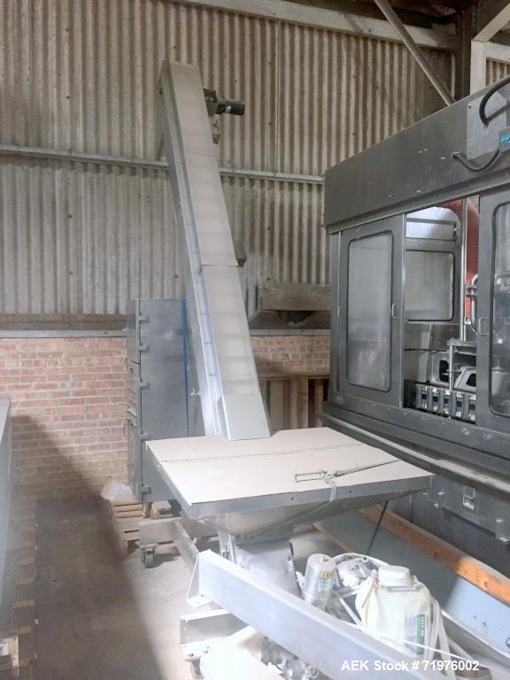 Used Evergreen Model SAEH10, S/N 402 All Stainless Steel ESL 1/2 Gal. Carton Filler with Dual Spout Weldment, Hoppman Cap Elevator, Hoppman Cap Feeder, with Allen Bradley Panel View 1000HMI, and Remo...