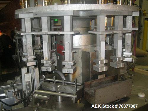 Used Nimco 5110E Gable Top Form Fill and Seal Machine, all stainless steel.  Transport chains set on 2-1/2" centers.  Dual carton magazine, runs two cartons per cycle.  Rated up to 110 cartons/minute...