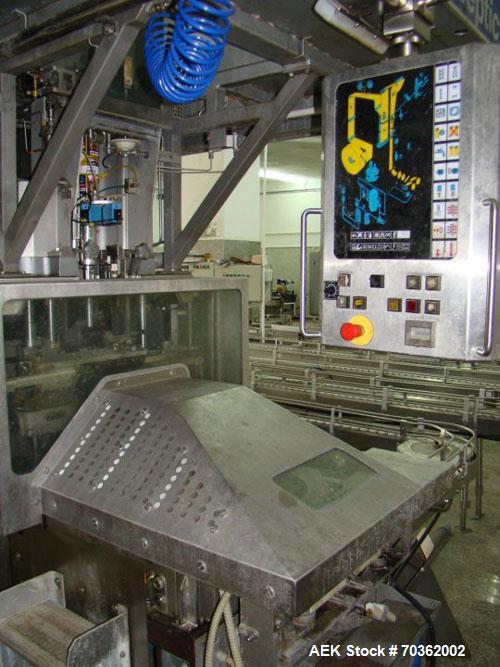 Used Tetra Pak TBA19-200B Line handling 6.76 fluid ounces (200 ml). Base units comprised of: (1) TBA19-200B aseptic carton filler, built 1997, 8375 work hours. (1) Tubex development straw applicator,...