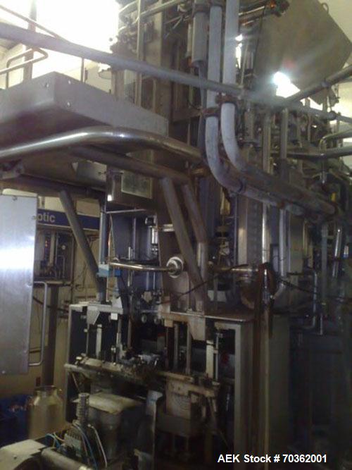 Used Tetra Pak TBA9-200B Line handling 6.76 fluid ounces (200 ml). Base units comprised of: (1) TBA 9-200B unit, built 1998, 50,131 work hours. (1) Tubex straw applicator, built 2000. (1) Tetra cardb...