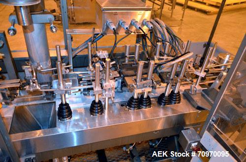 Used Bartelt (Klockner) IM-716-Horizontal Form Fill & Seal Pouch Machine. Capable speeds -100 Pouches/min on Single Index, (200 Pouches/min on Duplex  Pouch.) Has 7" centers for a pouch size range: (...