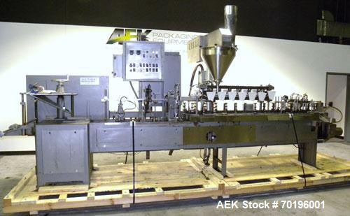 Used Bartelt IM7- 14 Horizontal Form Fill & Seal Pouch Machine. Equipped with Funnel Pocket product filler cups for high speed applications.Capable of speeds of 90-130 cpm. pouch size range: (width) ...