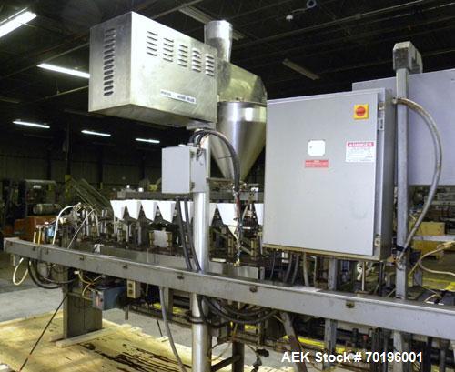 Used Bartelt IM7- 14 Horizontal Form Fill & Seal Pouch Machine. Equipped with Funnel Pocket product filler cups for high speed applications.Capable of speeds of 90-130 cpm. pouch size range: (width) ...