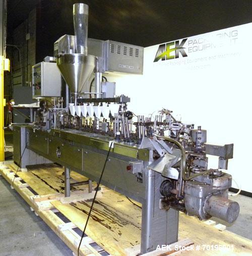 Used Bartelt IM7- 14 Horizontal Form Fill & Seal Pouch Machine. Equipped with Funnel Pocket product filler cups for high speed applications.Capable of speeds of 90-130 cpm. pouch size range: (width) ...