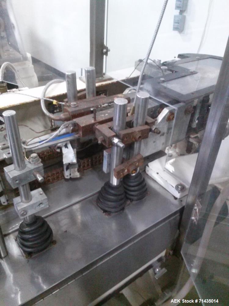 Used Bartelt Model IM Packager Horizontal Form Fill and Seal Pouch/Bag Machine. Machine is capable of speeds up to 100 pouches (or bags) per minute.  Has a pouch size range: Length 2" - 4-3/4", Heigh...