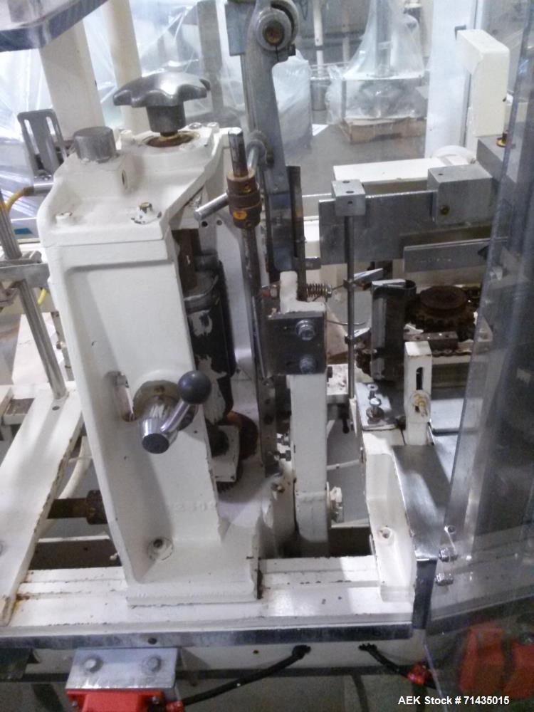 Used Bartelt Model IM Packager Horizontal Form Fill and Seal Pouch/Bag Machine. Machine is capable of speeds up to 100 pouches (or bags) per minute.  Has a pouch size range: Length 2" - 4-3/4", Heigh...