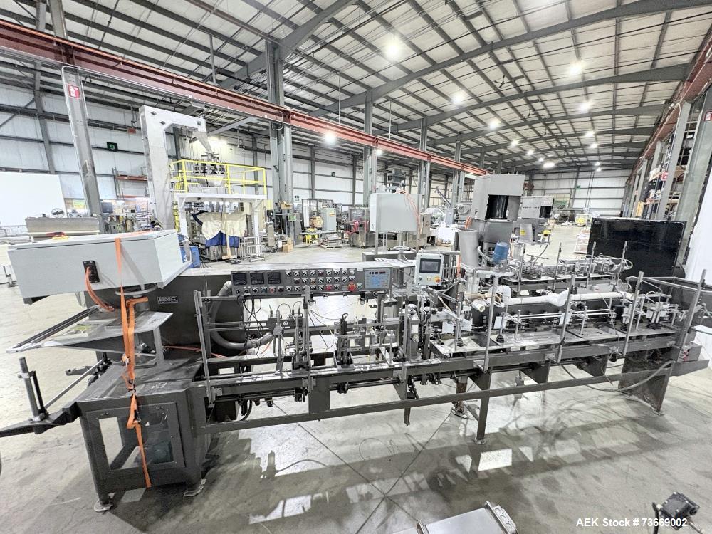 Used Bartelt Model IM7-16 Pouchmaster Horizontal Form, Fill and Seal Pouch Machine. Machine is capable of speeds up to 100 cpm (200 with optional splitter). Has pouch size range: width 2" - 5 3/4", h...