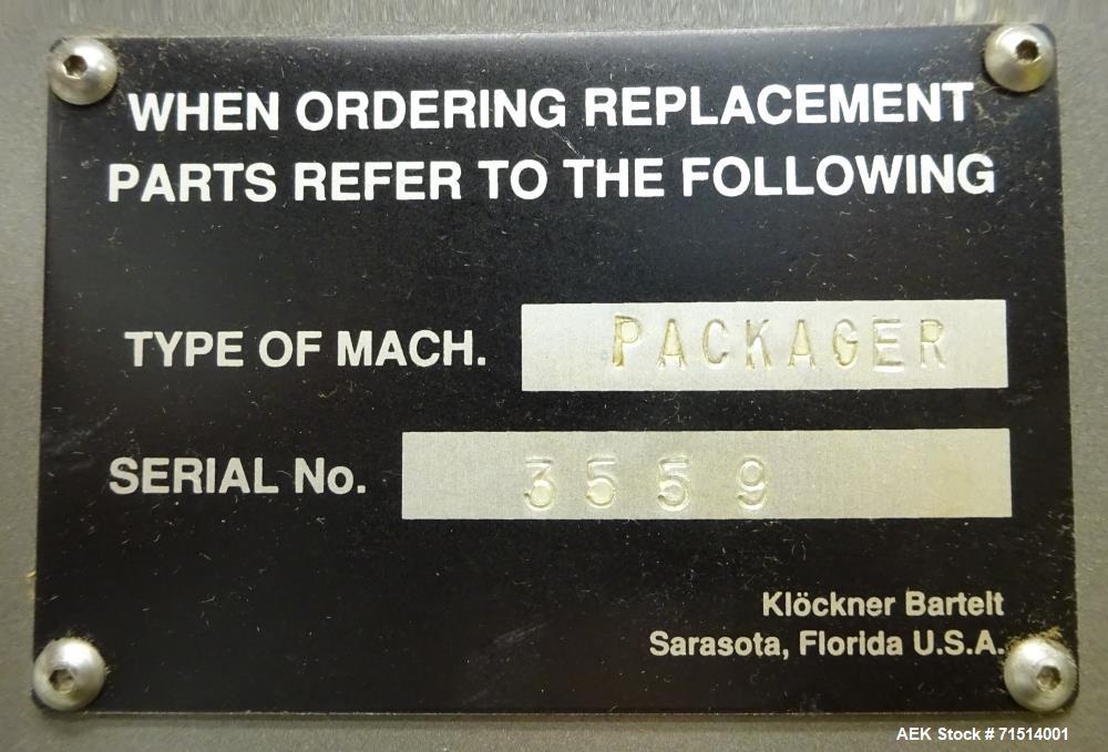Used Bartelt (Klockner) Model IM7-14 Servo Horizontal Form Fill and Seal Machin