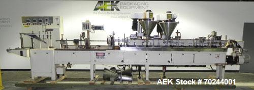 Used Klockner Bartelt IM9-14 Horizontal Form Fill & Seal Pouch Machine. Capable of speeds of up to 70 CPM. Has a 9" centers for a pouch size range: (Length) 3" - 7-3/4" (Height) 3" - 9-1/2". Has dual...