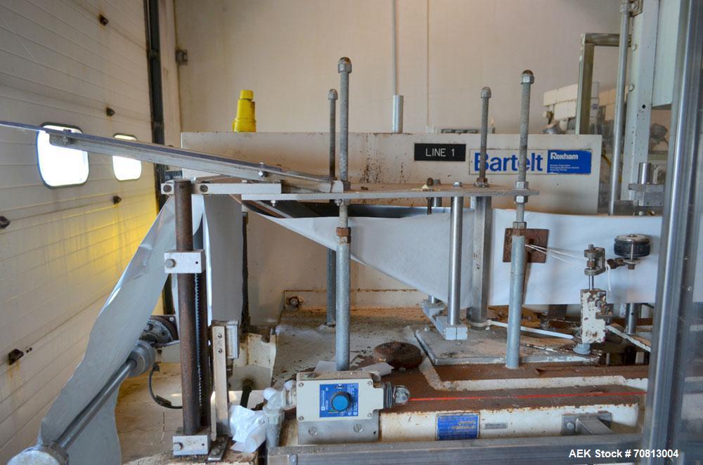 Used Klockner Bartelt IM9-14 Horizontal Form Fill & Seal Pouch Machine. Capable of speeds of up to 70 CPM. Has a 9" centers for a pouch size range: (Length) 3" - 7-3/4" (Height) 3" - 9-1/2. Has singl...
