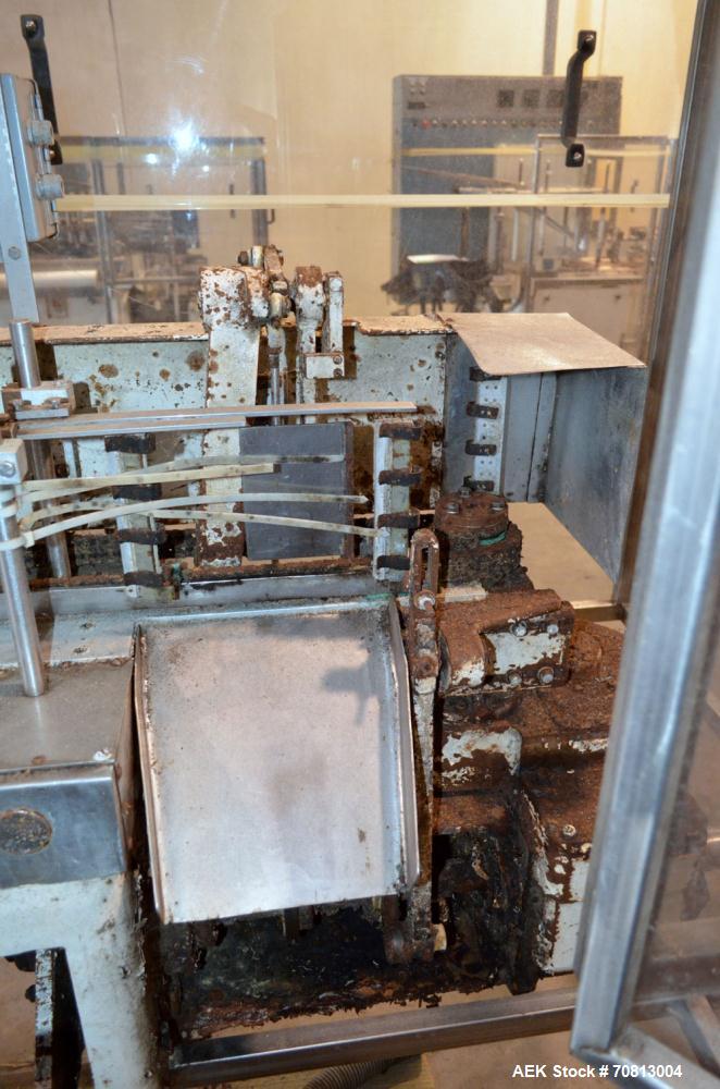 Used Klockner Bartelt IM9-14 Horizontal Form Fill & Seal Pouch Machine. Capable of speeds of up to 70 CPM. Has a 9" centers for a pouch size range: (Length) 3" - 7-3/4" (Height) 3" - 9-1/2. Has singl...