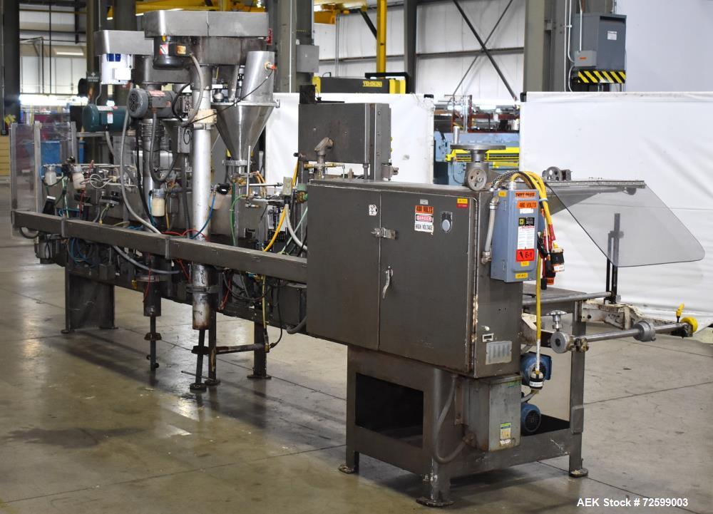 Used Bartelt IM9-14 Horizontal Form Fill & Seal Pouch Machine. Capable of speeds of up to 70 CPM. Has a 9" centers for a pouch size range: (Length) 3" - 7-3/4" (Height) 3" - 9-1/2". (2) Bartelt model...