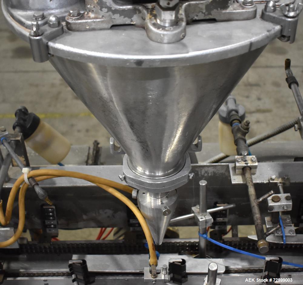 Used Bartelt IM9-14 Horizontal Form Fill & Seal Pouch Machine. Capable of speeds of up to 70 CPM. Has a 9" centers for a pouch size range: (Length) 3" - 7-3/4" (Height) 3" - 9-1/2". (2) Bartelt model...