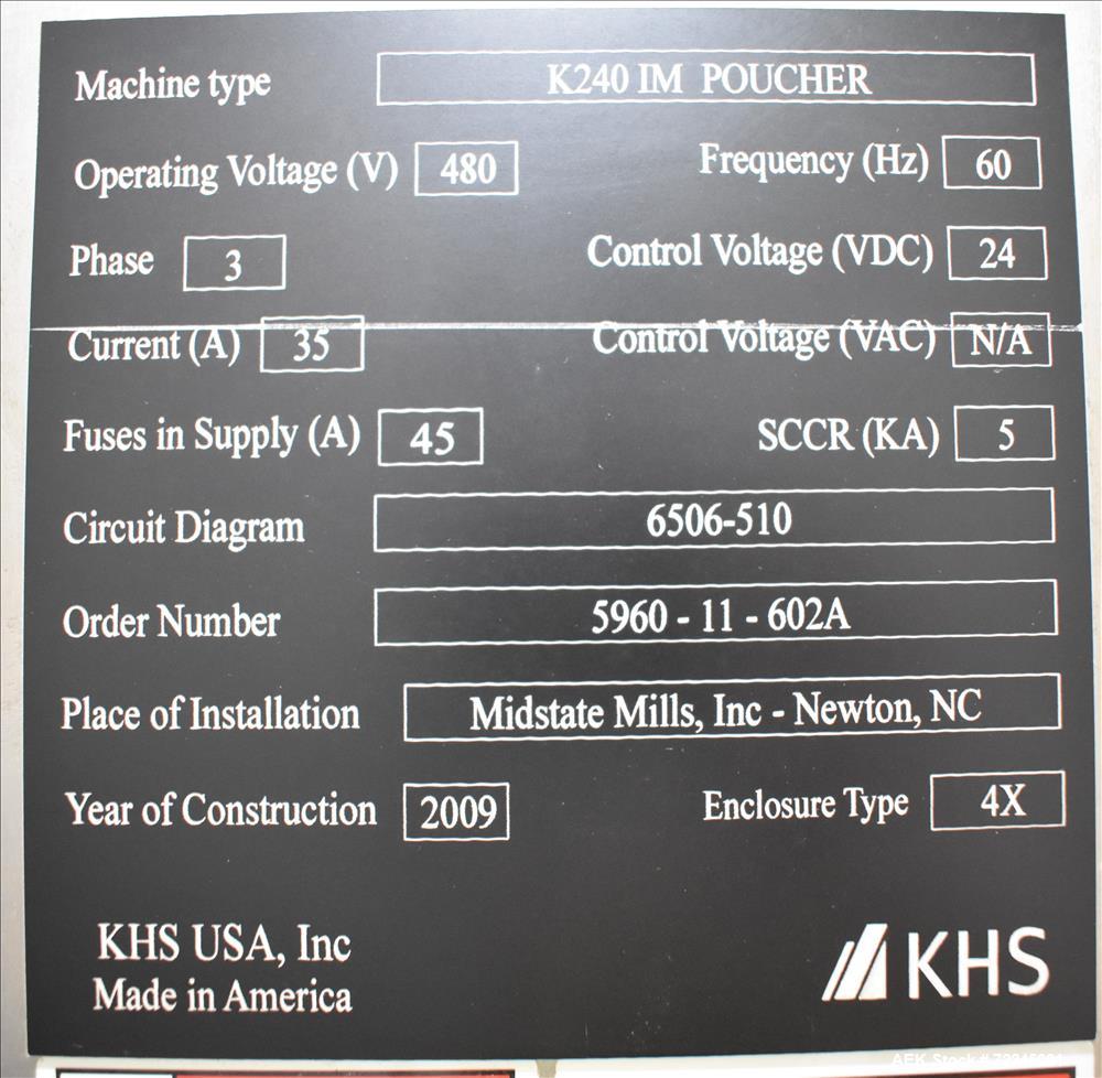 Used- KHS (Bartelt) Innopouch Model K-240 Horizontal Form Fill Seal Machine