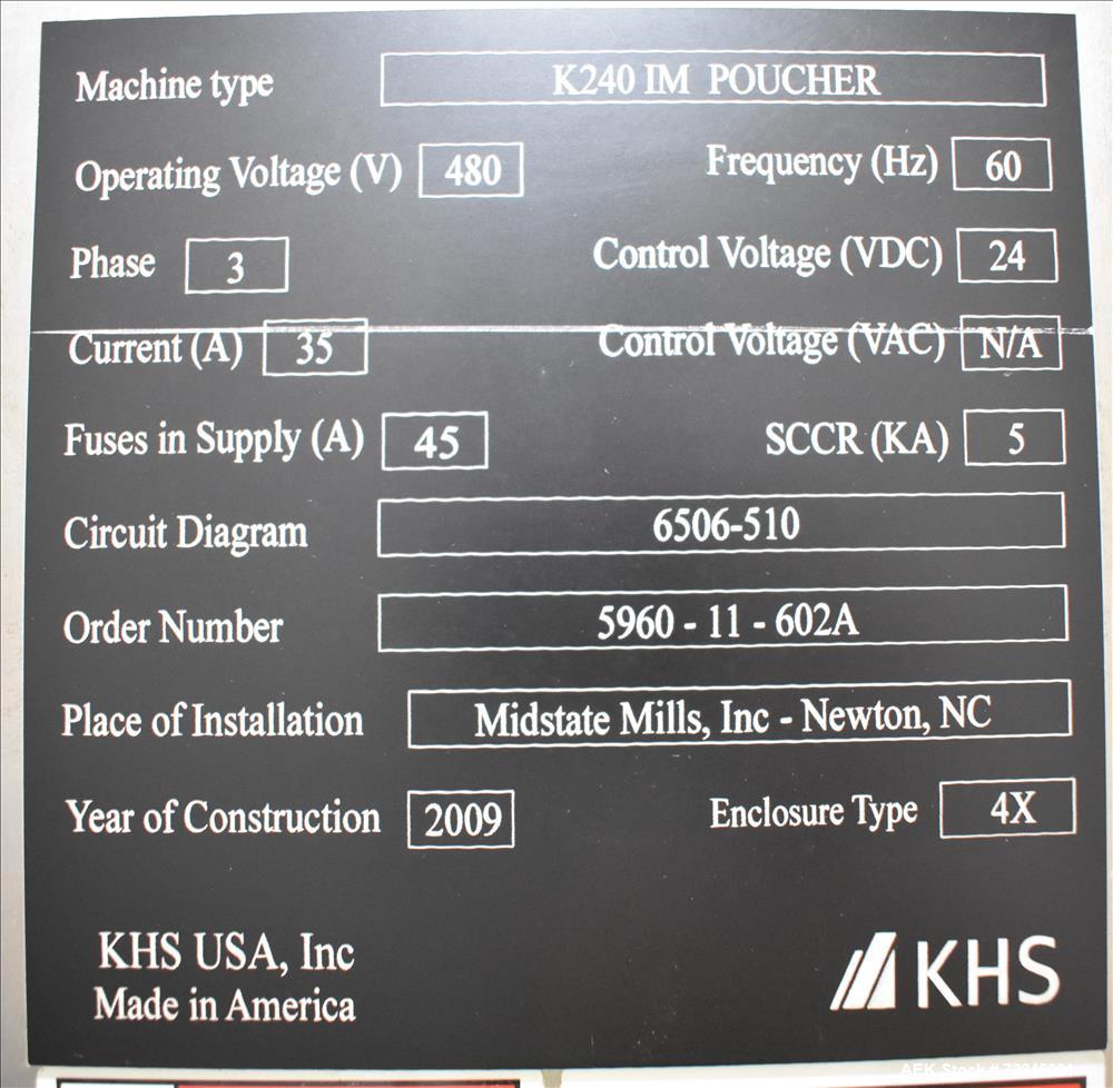 Used KHS (Bartelt) Innopouch Model K-240 Horizontal Form Fill Seal Machine