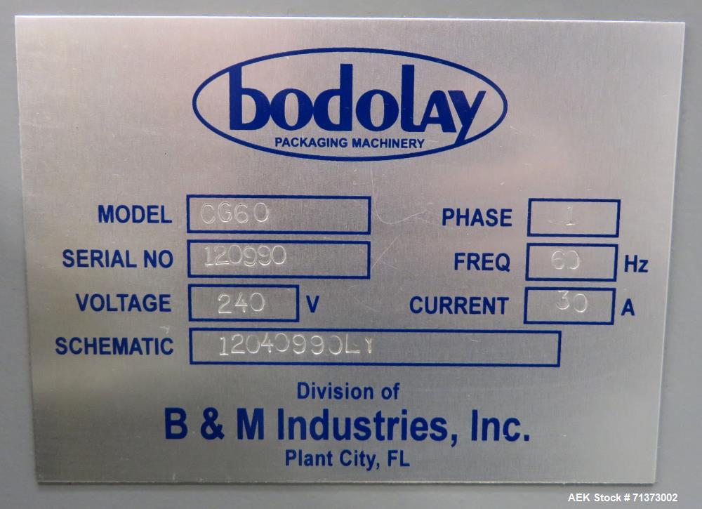 Used- Bodolay Model CG60 Horizontal Form Fill and Seal Machine