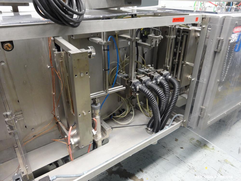 Used Bossar Model B 3700, Horizontal Pouch Form fill seal, Allen-Bradley controls, produces horizontal pouches from 5" x 5"  up to 7.25 x 15"  (2000 cc volume) at speeds of up to 110 packages per min...