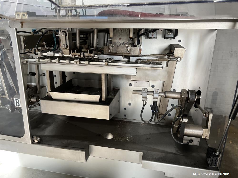 Used- Bossar Form & Fill Horizontal Pouch Filler, Model B 1400 D. Capable of speeds up to 110. Size range 50mm to 140mm wide...