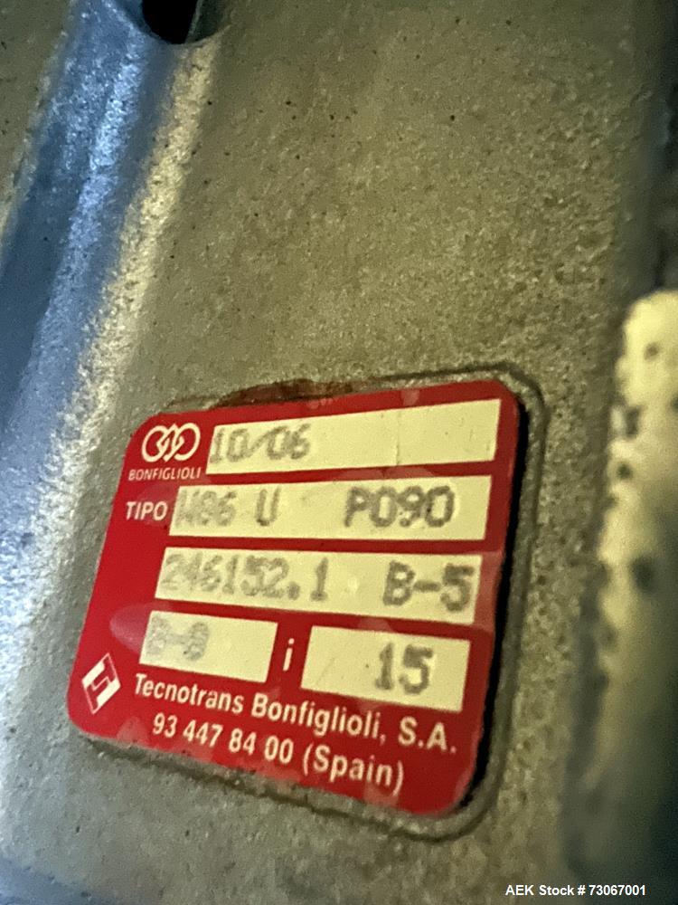 Used Bossar Form & Fill Horizontal Pouch Filler, Model B 1400 D. Capable of speeds up to 110. Size range 50mm to 140mm wide x 50mm to 210mm height. Maximum fill volume 400cc. Setup for 4 sided seal p...