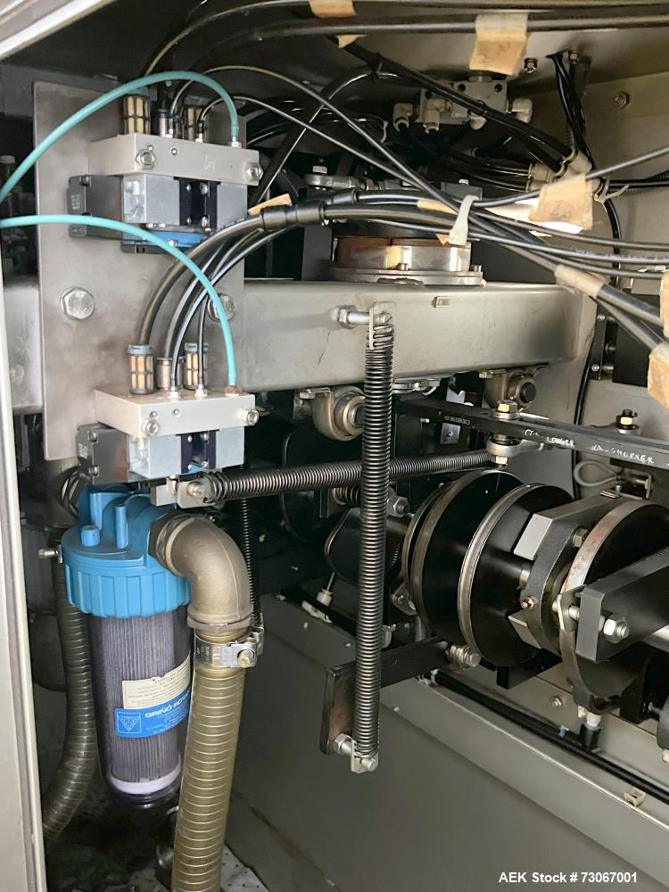 Used Bossar Form & Fill Horizontal Pouch Filler, Model B 1400 D. Capable of speeds up to 110. Size range 50mm to 140mm wide x 50mm to 210mm height. Maximum fill volume 400cc. Setup for 4 sided seal p...