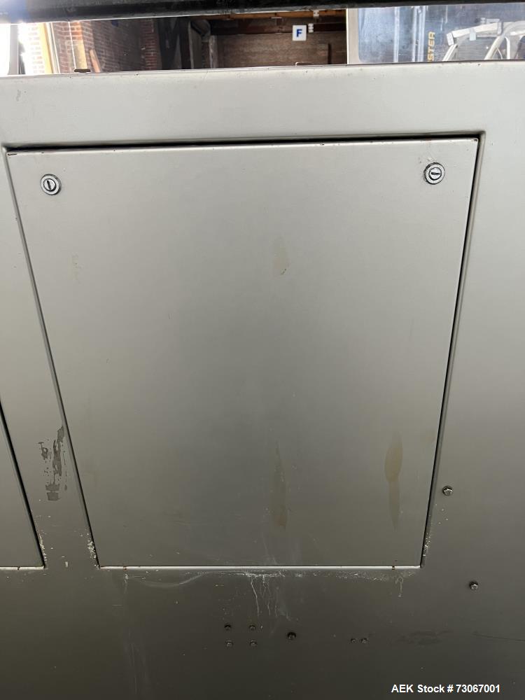 Used Bossar Form & Fill Horizontal Pouch Filler, Model B 1400 D. Capable of speeds up to 110. Size range 50mm to 140mm wide x 50mm to 210mm height. Maximum fill volume 400cc. Setup for 4 sided seal p...