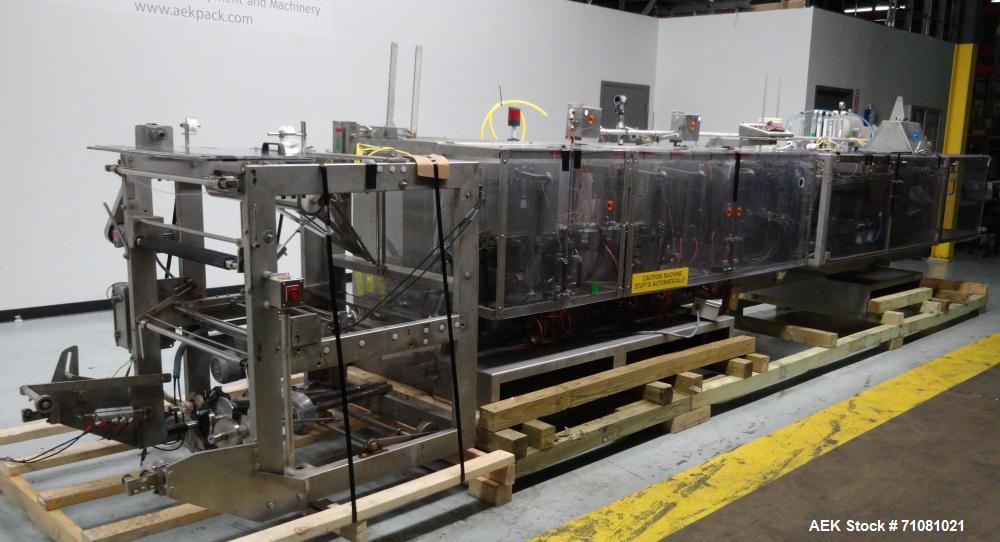 Used Bossar Model B3700D2E, Horizontal Pouch Form fill seal,  Allen-Bradley controls, produces horizontal pouches from 5" x 5"  up to 7.25 x 15"  (2000 cc volume) at speeds of up to 110 packages per ...