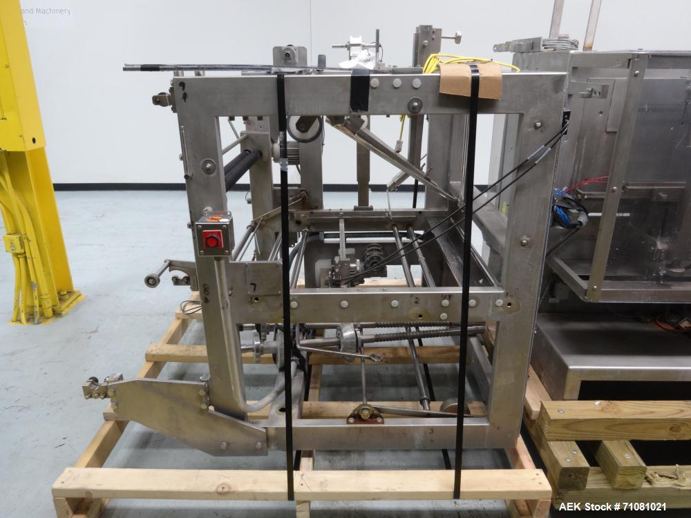 Used Bossar Model B3700D2E, Horizontal Pouch Form fill seal,  Allen-Bradley controls, produces horizontal pouches from 5" x 5"  up to 7.25 x 15"  (2000 cc volume) at speeds of up to 110 packages per ...