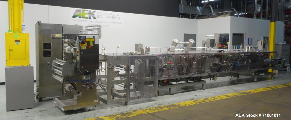 Used Bossar Model B3700D Horizontal Pouch Form  for Dual Head Filler,  Allen-Bradley controls, produces horizontal pouches from 5" x 5"  up to 7.25 x 15"  (2000 cc volume) at speeds of up to 110 pack...
