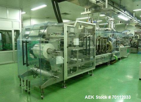 Used Bossar Horizontal Pouch Packing Machine, Model BL 3000. Duplex machine with full stainless steel body suitable for high pressure external washdown. 55 strokes per minute, can handle bag widths o...