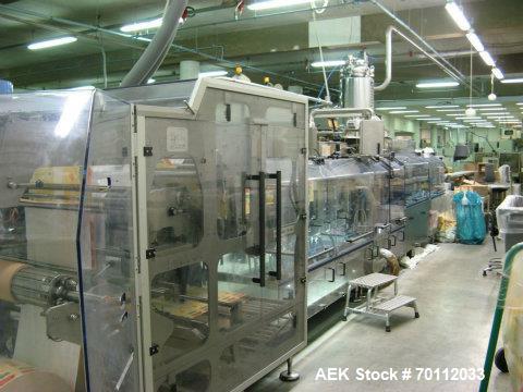 Used Bossar Horizontal Pouch Packing Machine, Model BL 3000. Duplex machine with full stainless steel body suitable for high pressure external washdown. 55 strokes per minute, can handle bag widths o...