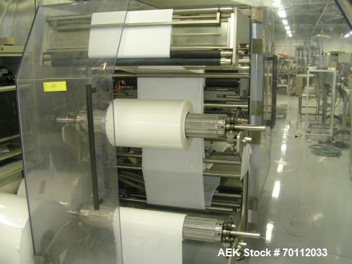 Used Bossar Horizontal Pouch Packing Machine, Model BL 3000. Duplex machine with full stainless steel body suitable for high pressure external washdown. 55 strokes per minute, can handle bag widths o...