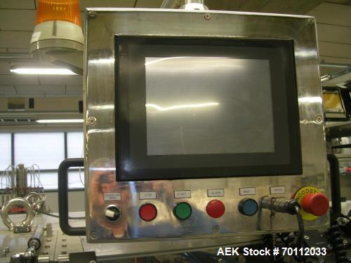 Used Bossar Horizontal Pouch Packing Machine, Model BL 3000. Duplex machine with full stainless steel body suitable for high pressure external washdown. 55 strokes per minute, can handle bag widths o...