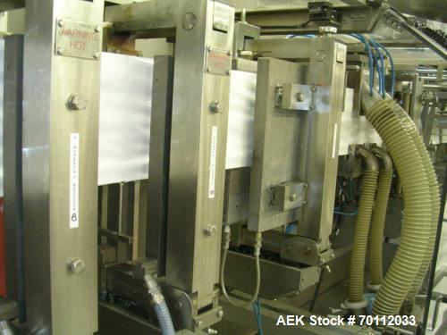 Used Bossar Horizontal Pouch Packing Machine, Model BL 3000. Duplex machine with full stainless steel body suitable for high pressure external washdown. 55 strokes per minute, can handle bag widths o...