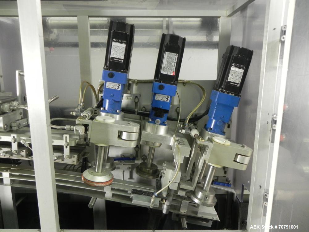Used Cloud Packaging Systems Pouch Form Fill Seal, model ServOriginal High Speed Pouch Machine (sn 3289). Machine rated for speeds up to 2200 pouches per minute, set up on 2-1/2" centers. Line has Ke...