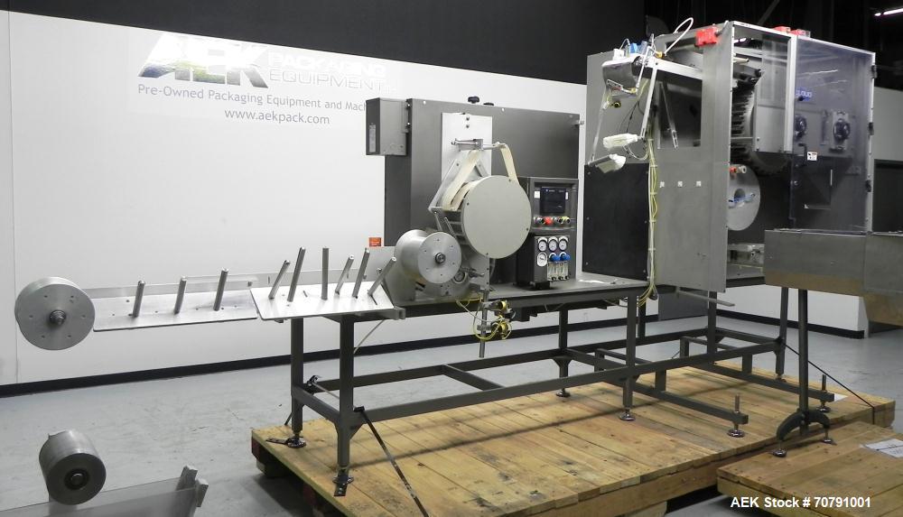 Used Cloud Packaging Systems Pouch Form Fill Seal, model ServOriginal High Speed Pouch Machine (sn 3289). Machine rated for speeds up to 2200 pouches per minute, set up on 2-1/2" centers. Line has Ke...