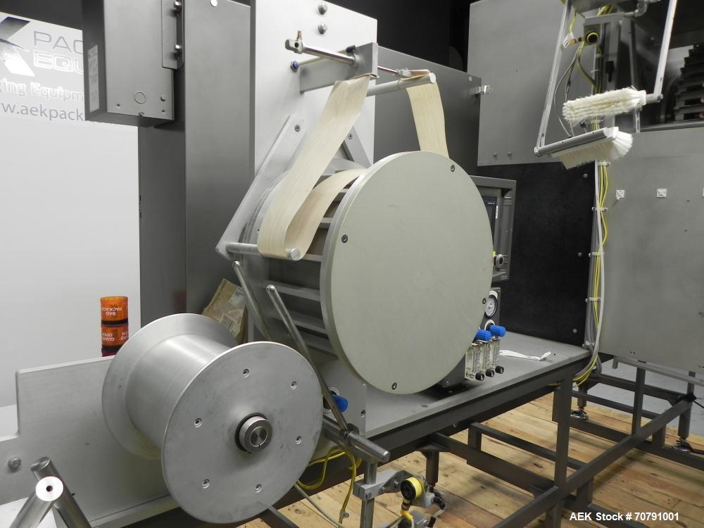 Used Cloud Packaging Systems Pouch Form Fill Seal, model ServOriginal High Speed Pouch Machine (sn 3289). Machine rated for speeds up to 2200 pouches per minute, set up on 2-1/2" centers. Line has Ke...