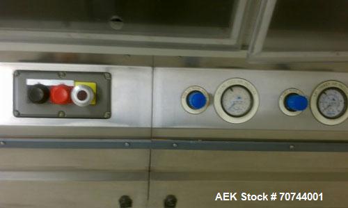 Used Cloud 2-1/2" Pitch ServOriginal High Speed Pouch Machine. 2500 Pouches per minute, set up on 2 1/2" centers and includes a Z-Automation model CH9-041 cartoner. Accommodates 24" rolls x 14"wide o...